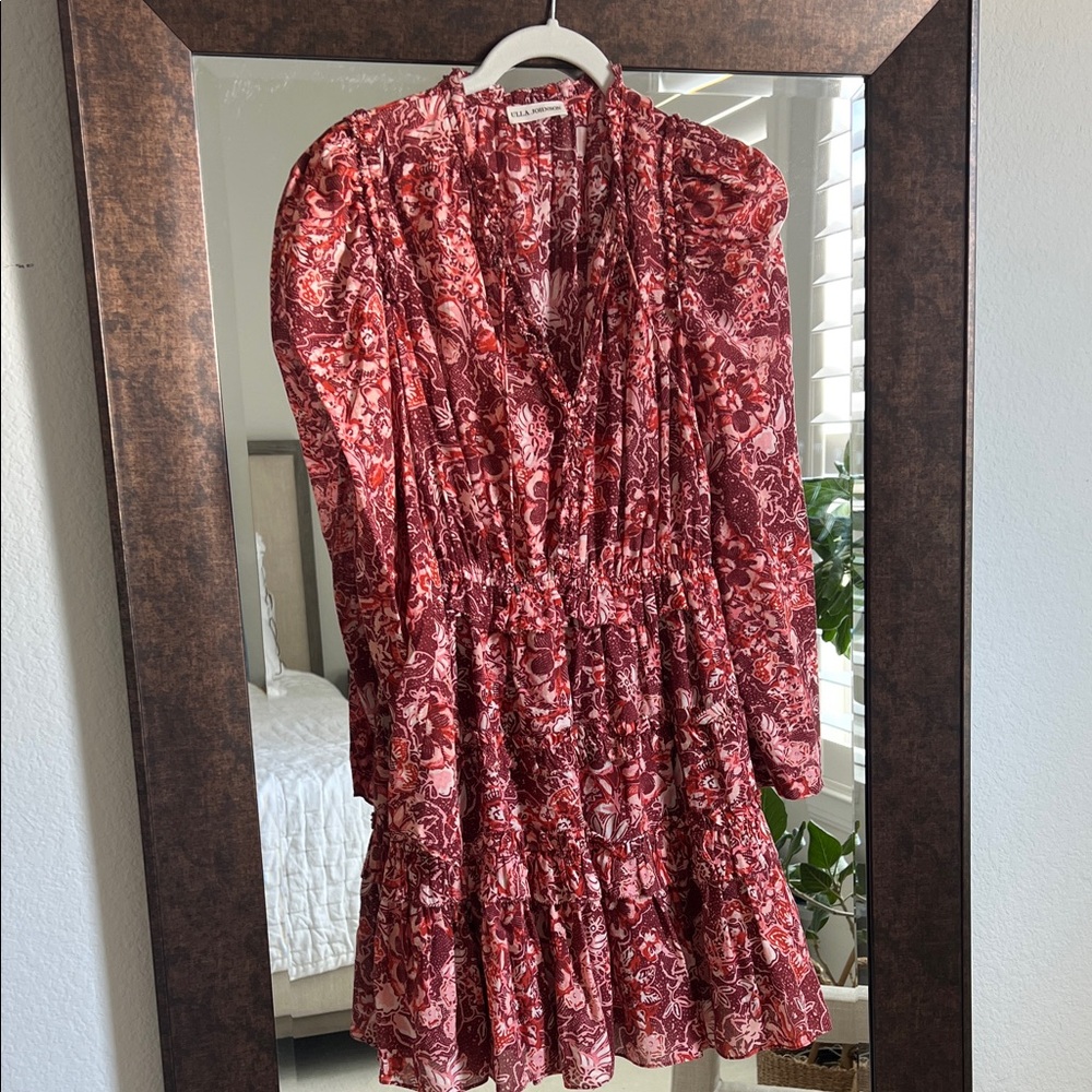 Ulla Johnson Deep Red Patterned Dress